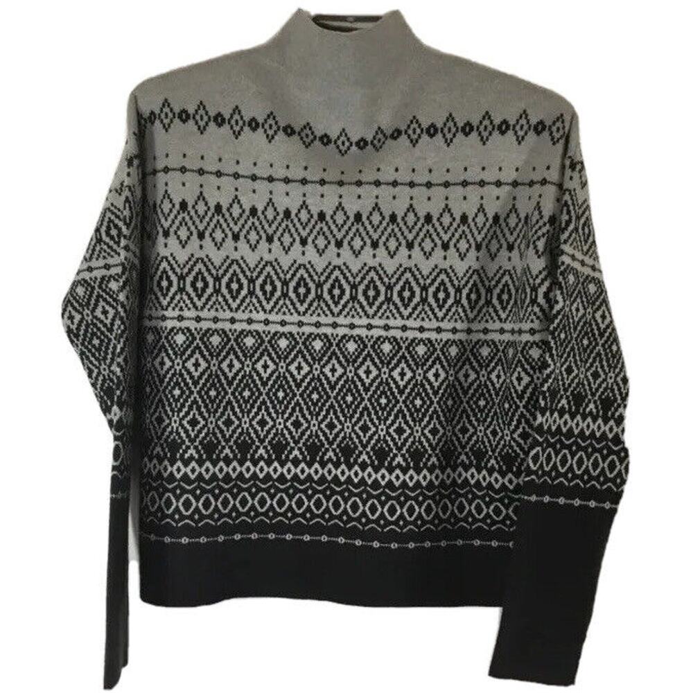 Joie X-Small Sweater Nordic Gray White Patterned Fair Isle M Pullover Soft XS